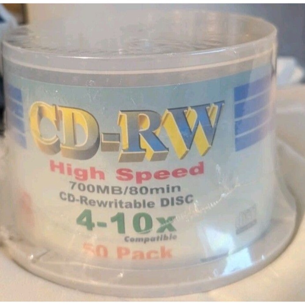 New GQ 50-pack spindle of CD-RW discs 4-10x Compatible High Speed 700 Mb Sealed